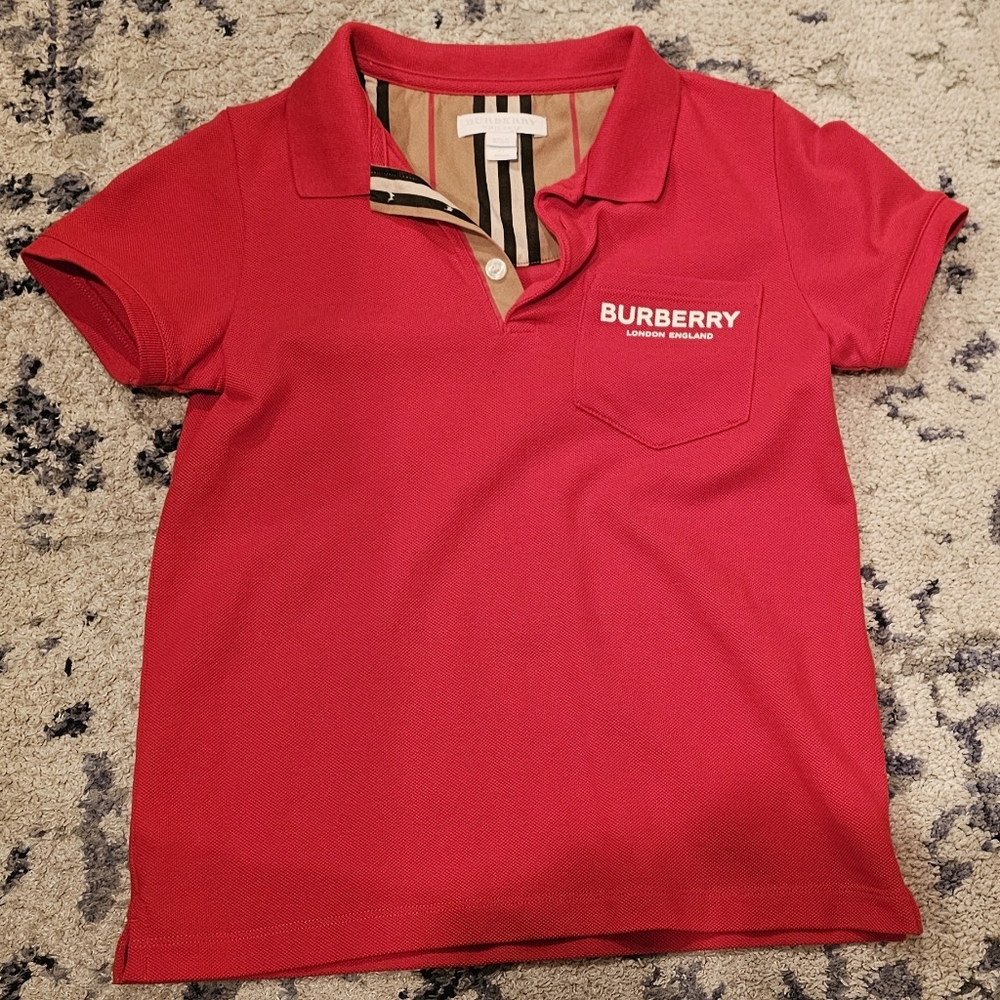 Burberry London England Red Polo Shirt